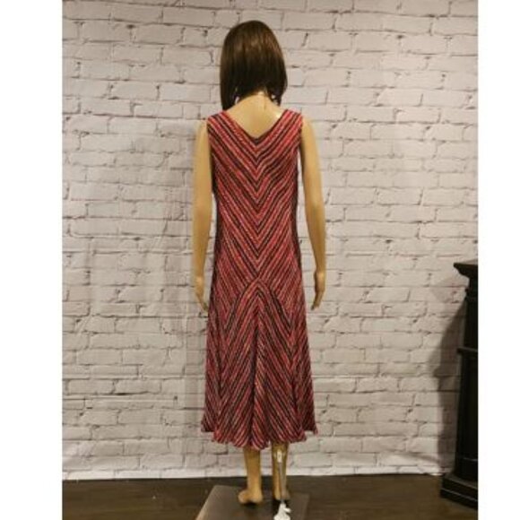 ALFANI - 100% silk sleeveless red herringbone print dress - Picture 9 of 10